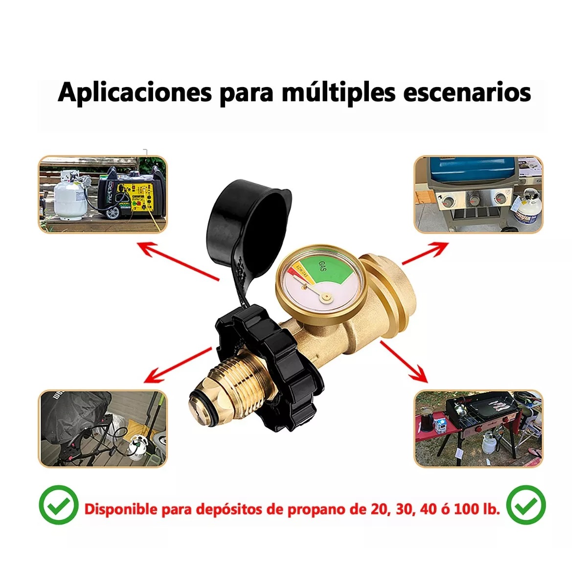 Manómetro Medidor Regulador Adaptador Para Tanque De Gas Lp