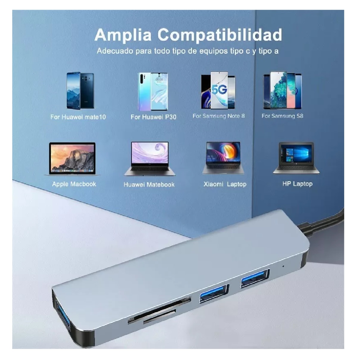 Adaptador Usb C Multi Puerto Usb 3.0 Sd Tf Tipo C Hub 5 En 1