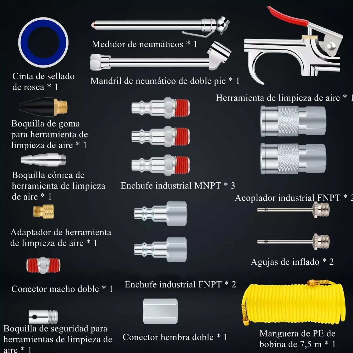 Kit De Accesorios Para Compresor De Aire, 20 Piezas