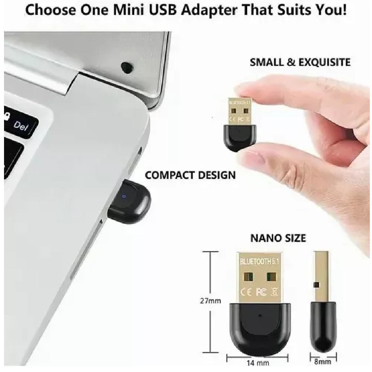 Mini Adaptador Bluetooth 5.1 Usb Dual Pc
