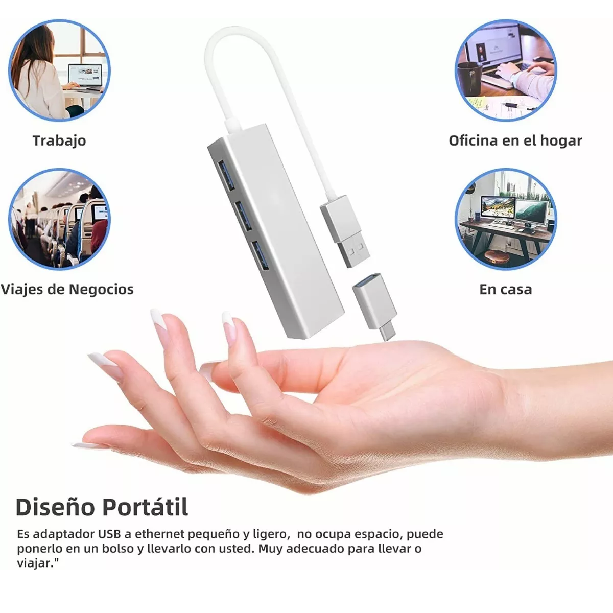 Adaptador Hub Ethernet Rj45 Red Lan Gigabit Usb C 3 Usb3.0