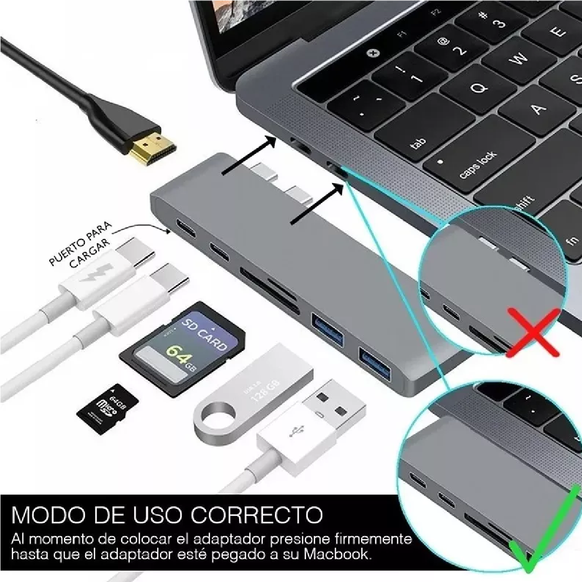 Adaptador Usb C Hub3 Hdmi Para Macbook Pro/air