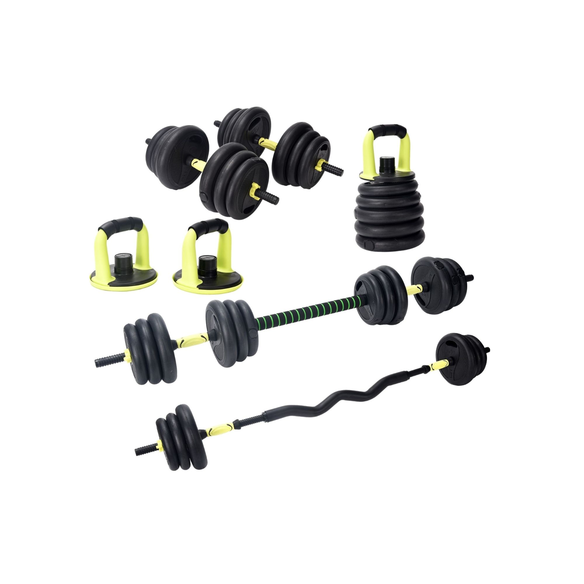 Kit Set De Mancuernas Y Barras Multiusos 10 Kilos En