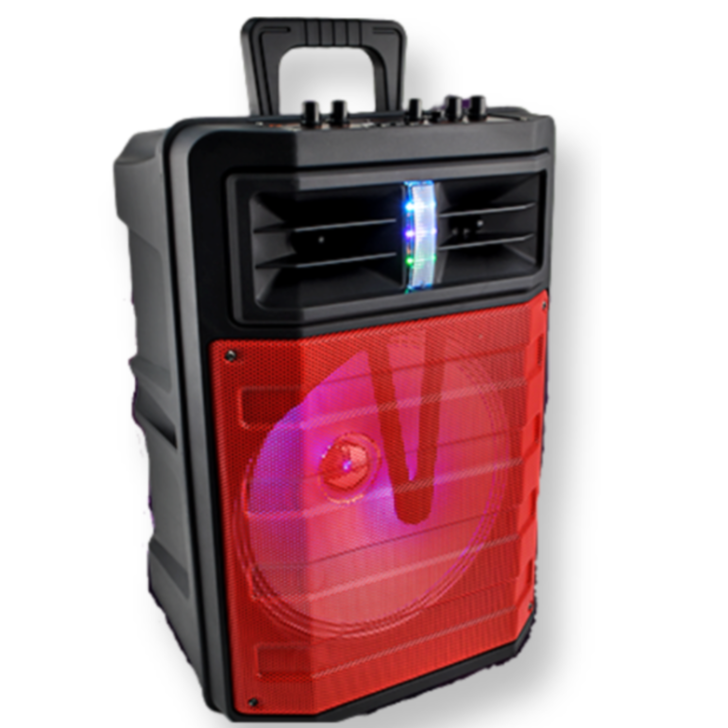 Bocina portátil bluetooth con luces led de colores de 12 pulgadas