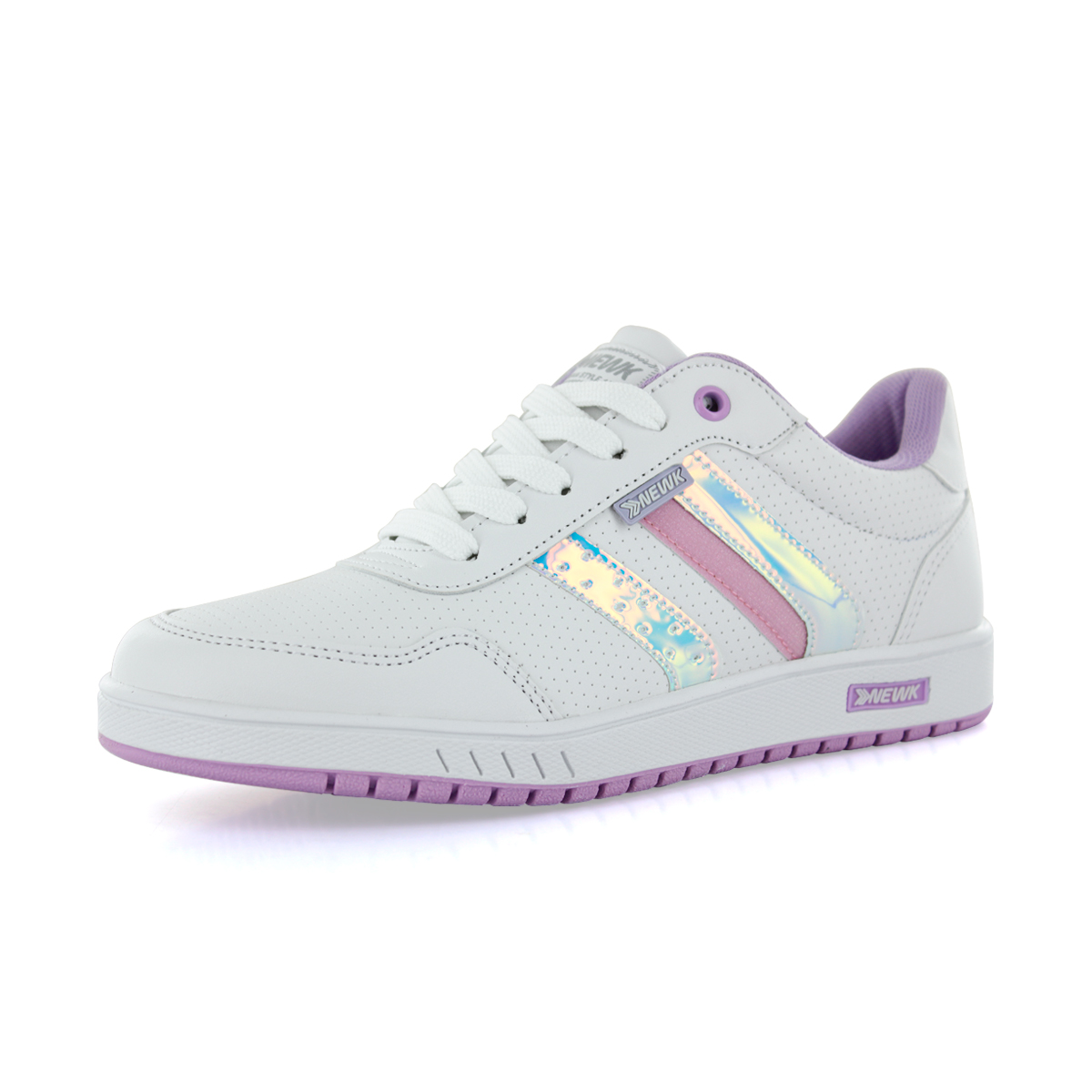 Tenis Newk Mujer Línea Zaprope Blanco Lila Tornasol.