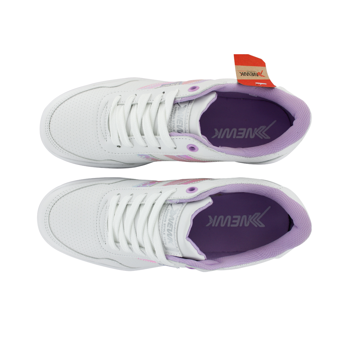 Tenis Newk Mujer Línea Zaprope Blanco Lila Tornasol.