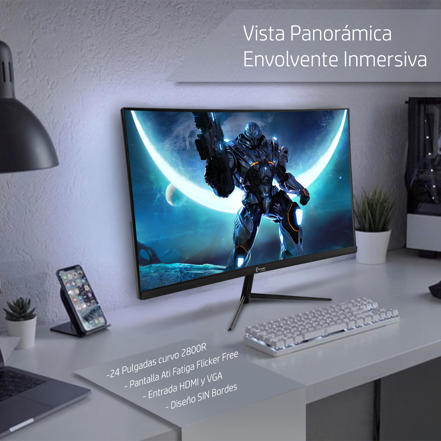 Monitor Gamer Curvo 24 pulgadas 75hz Audiotek 2ms 1920x1080 Hdmi Displayport 40w