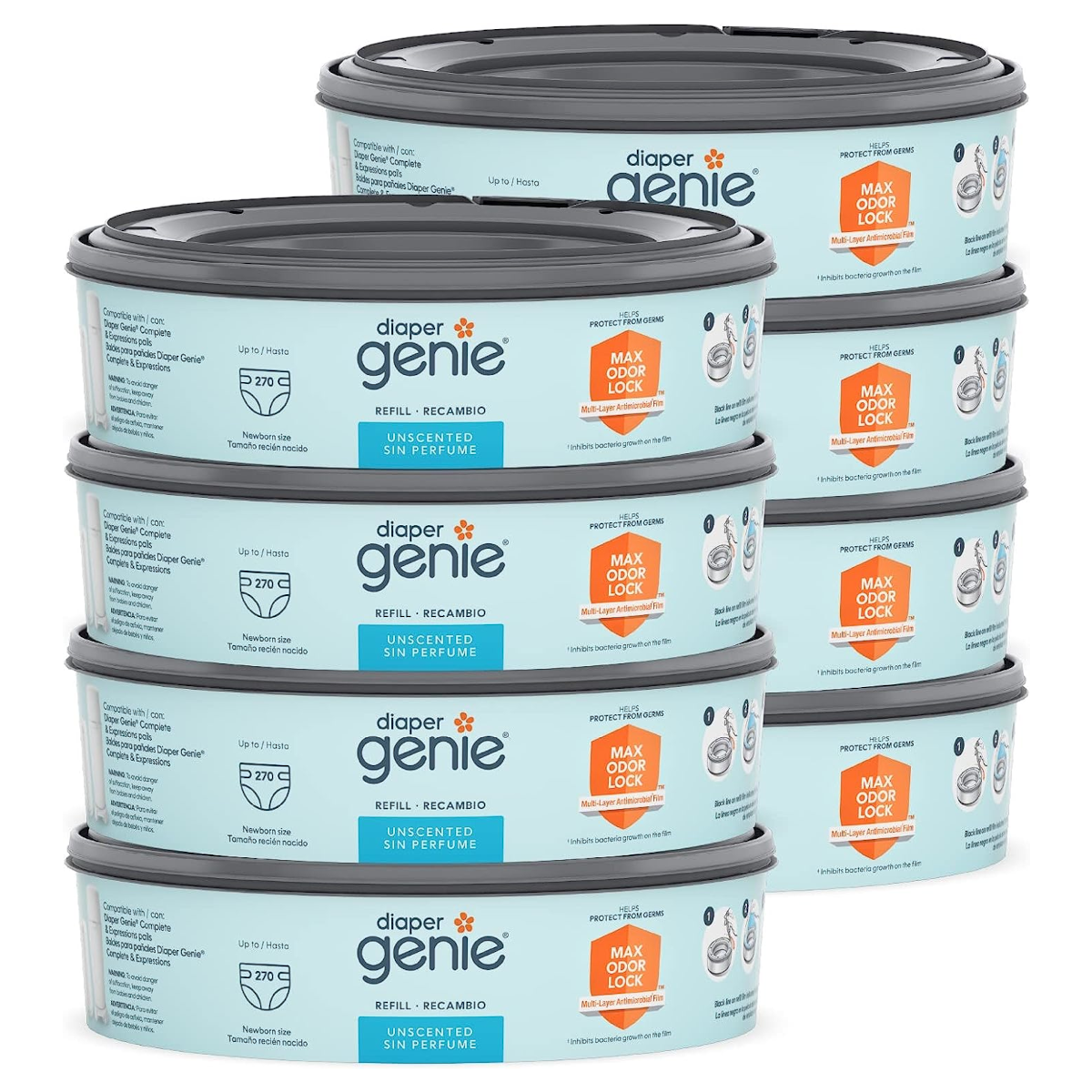 Bolsas de Recambio Diaper Genie: Mantén la Higiene de los Pañales de tu Bebé (8 Recambios)