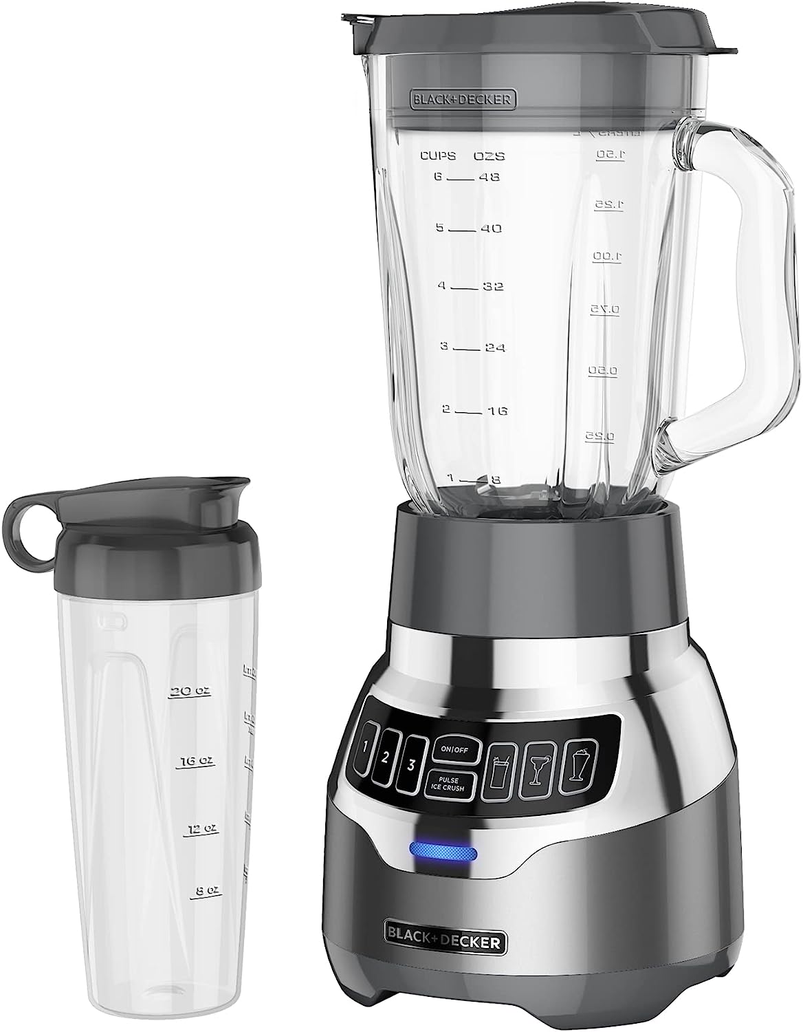 BLACK+DECKER Licuadora silenciosa con vaso de vidrio Cyclone BL1400DG-P