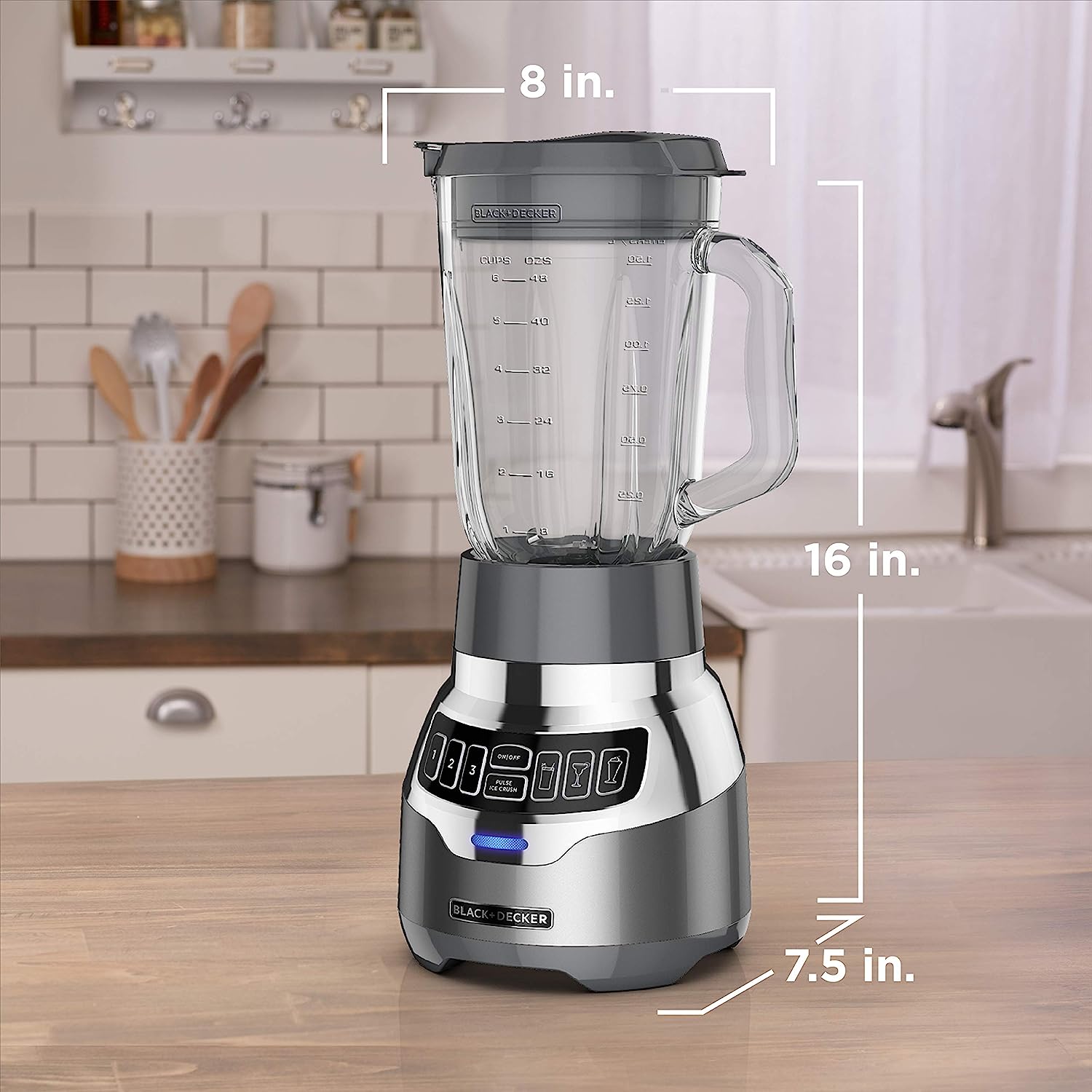 BLACK+DECKER Licuadora silenciosa con vaso de vidrio Cyclone BL1400DG-P