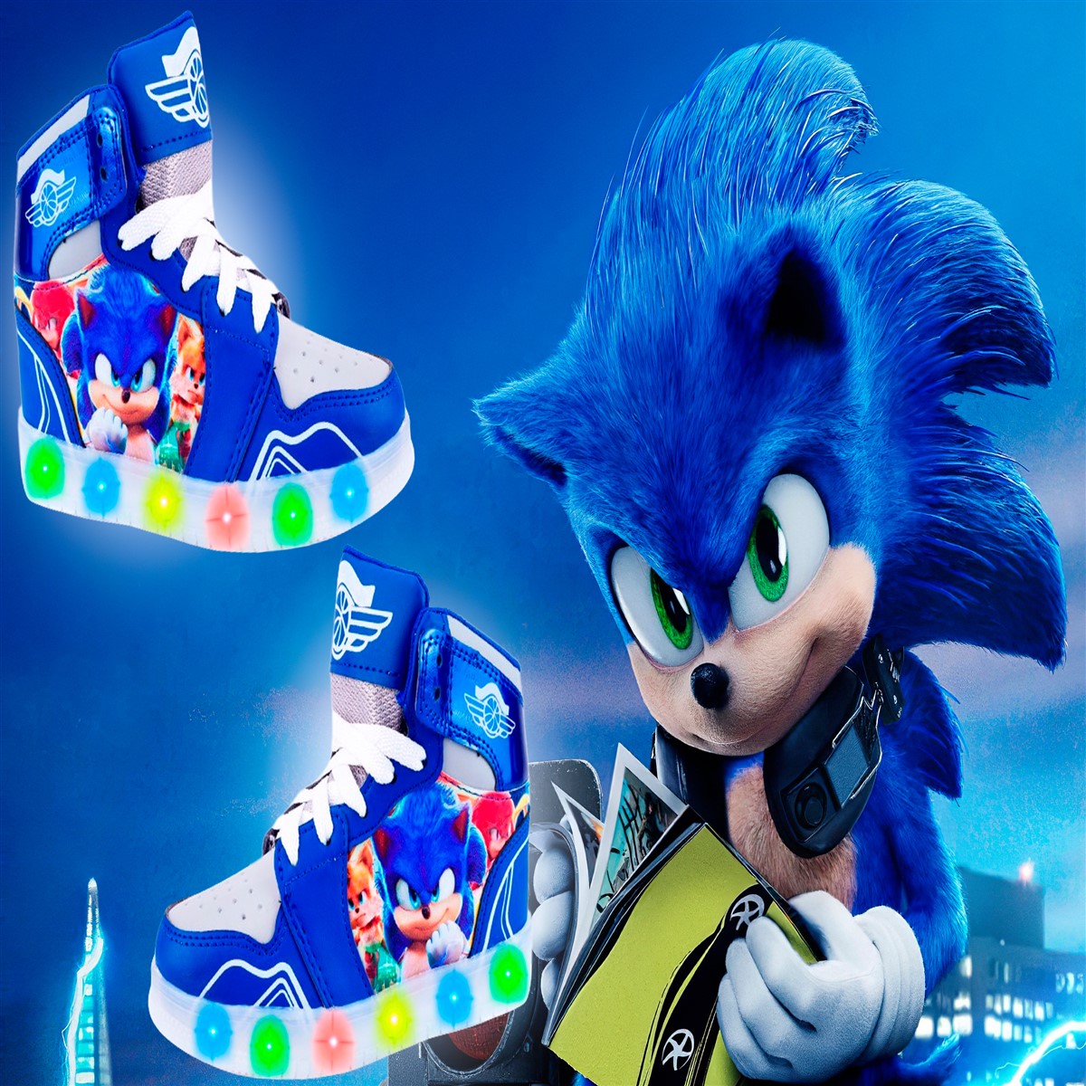 Tenis Bota Niño Sonic Luces Leds The Hedgehog Juego 115-rps