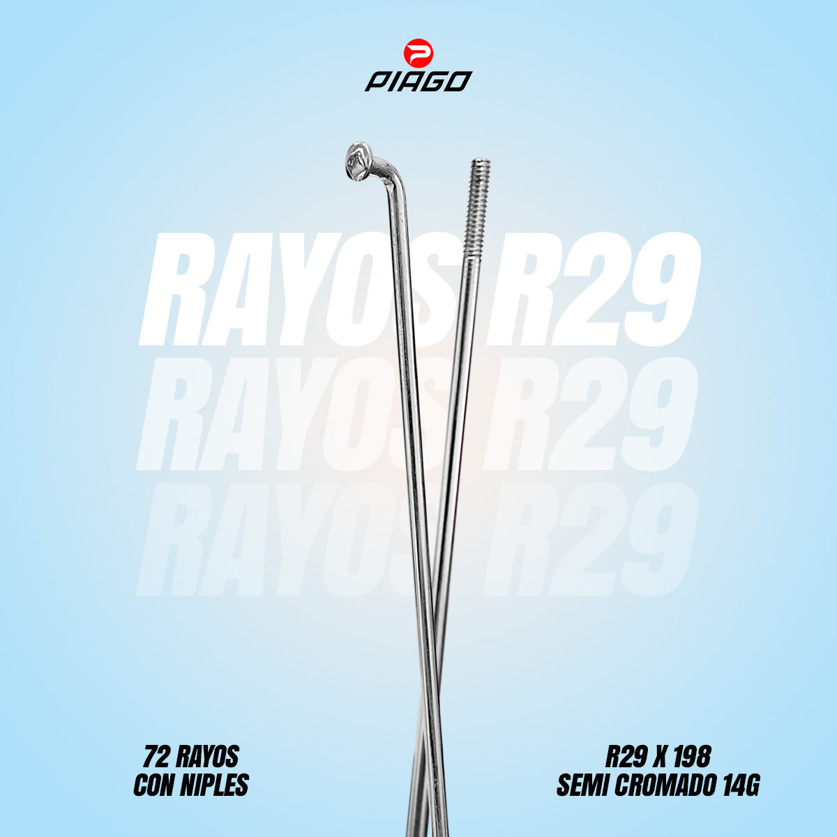72 Rayos Bicicleta R29 Semicromado 14g Con Niples