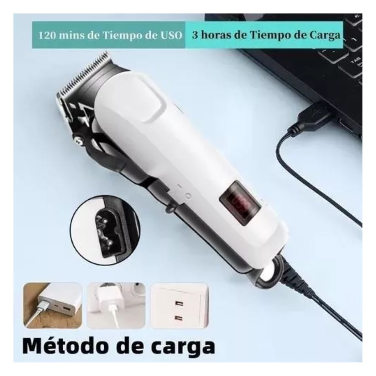 Maquina Para Cortar Cabello Cortadora De Pelo Profesional Blanca
