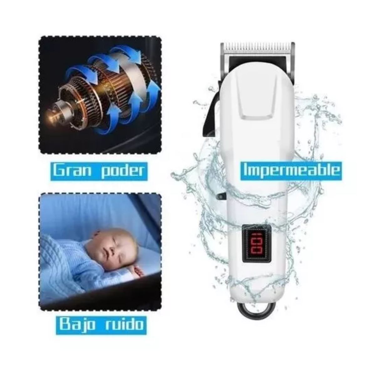 Maquina Para Cortar Cabello Cortadora De Pelo Profesional Blanca