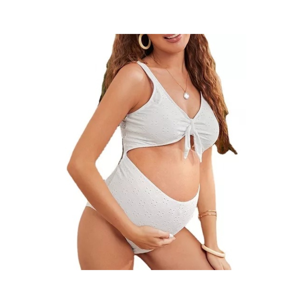 Traje De Baño Completo Para Maternidad Color Blanco