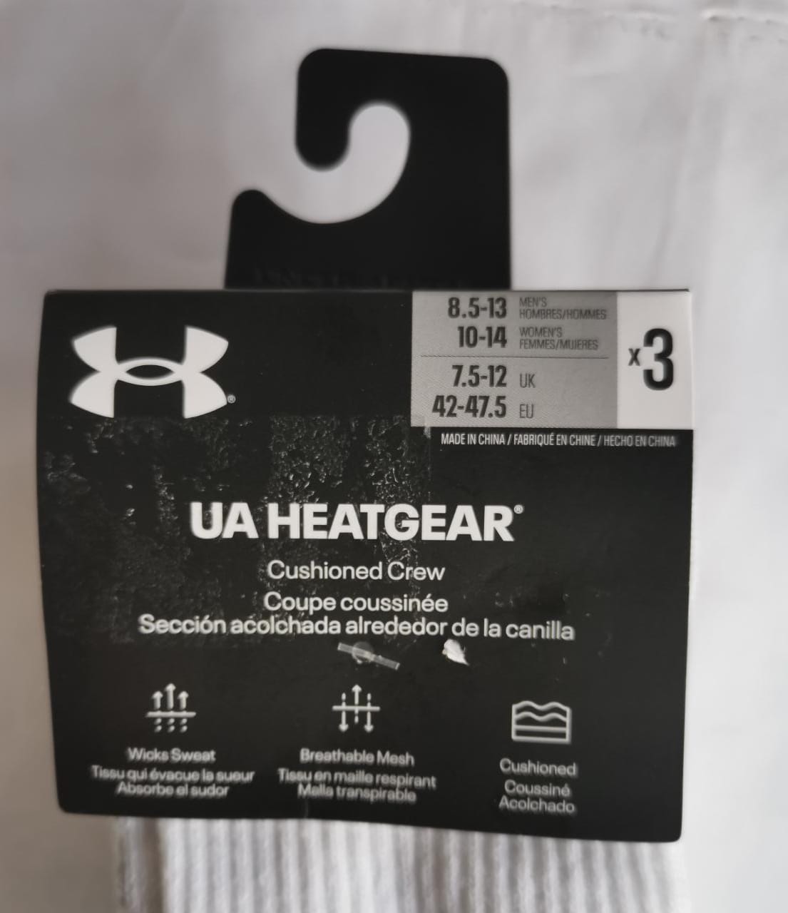 Calcetas Under Armour Heatgear Crew 1312341-100 Entrenamiento