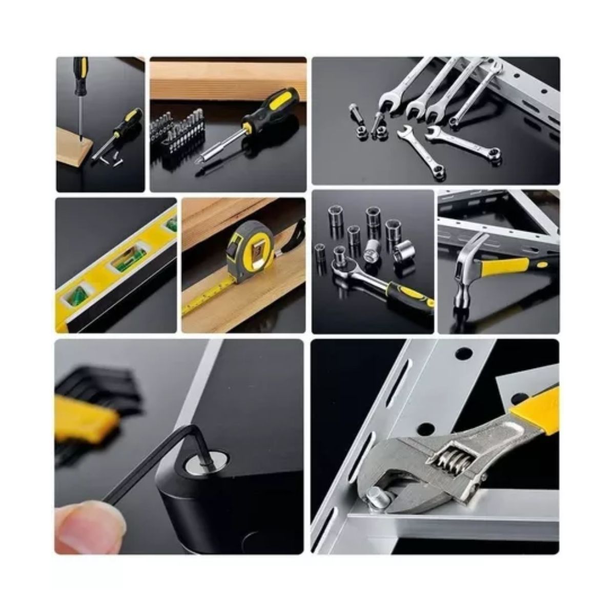 108pcs Juego De Herramientas Mecánicas Domésticas Reparación Gris Amarillo