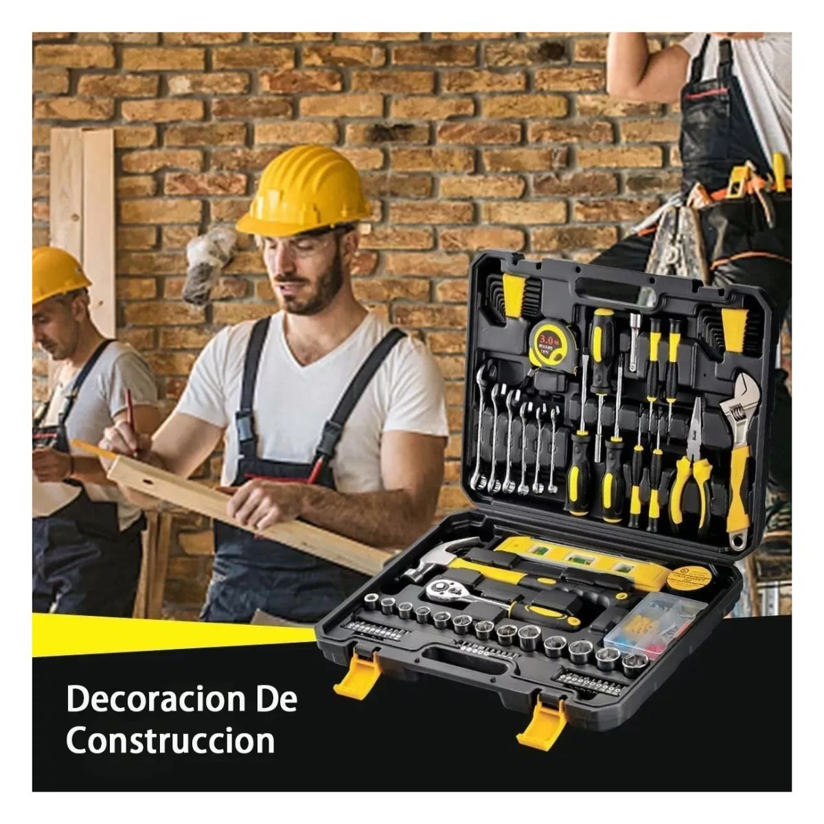 108pcs Juego De Herramientas Mecánicas Domésticas Reparación Gris Amarillo