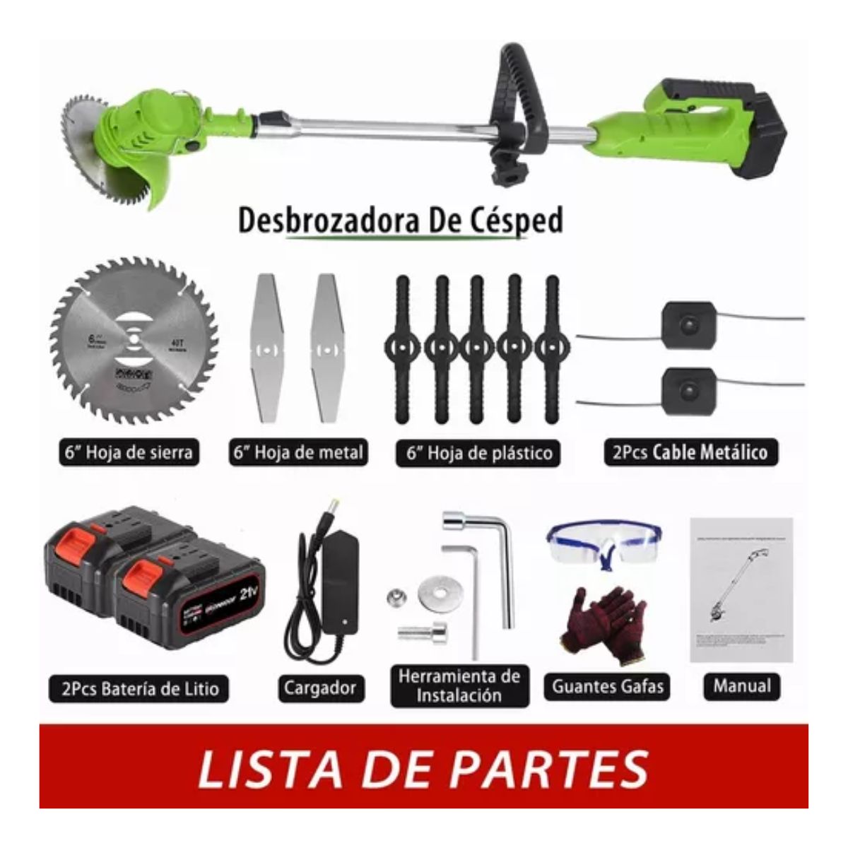 Desbrozadora Electrica Inalámbrica Portátil Podadoras Pasto Verde