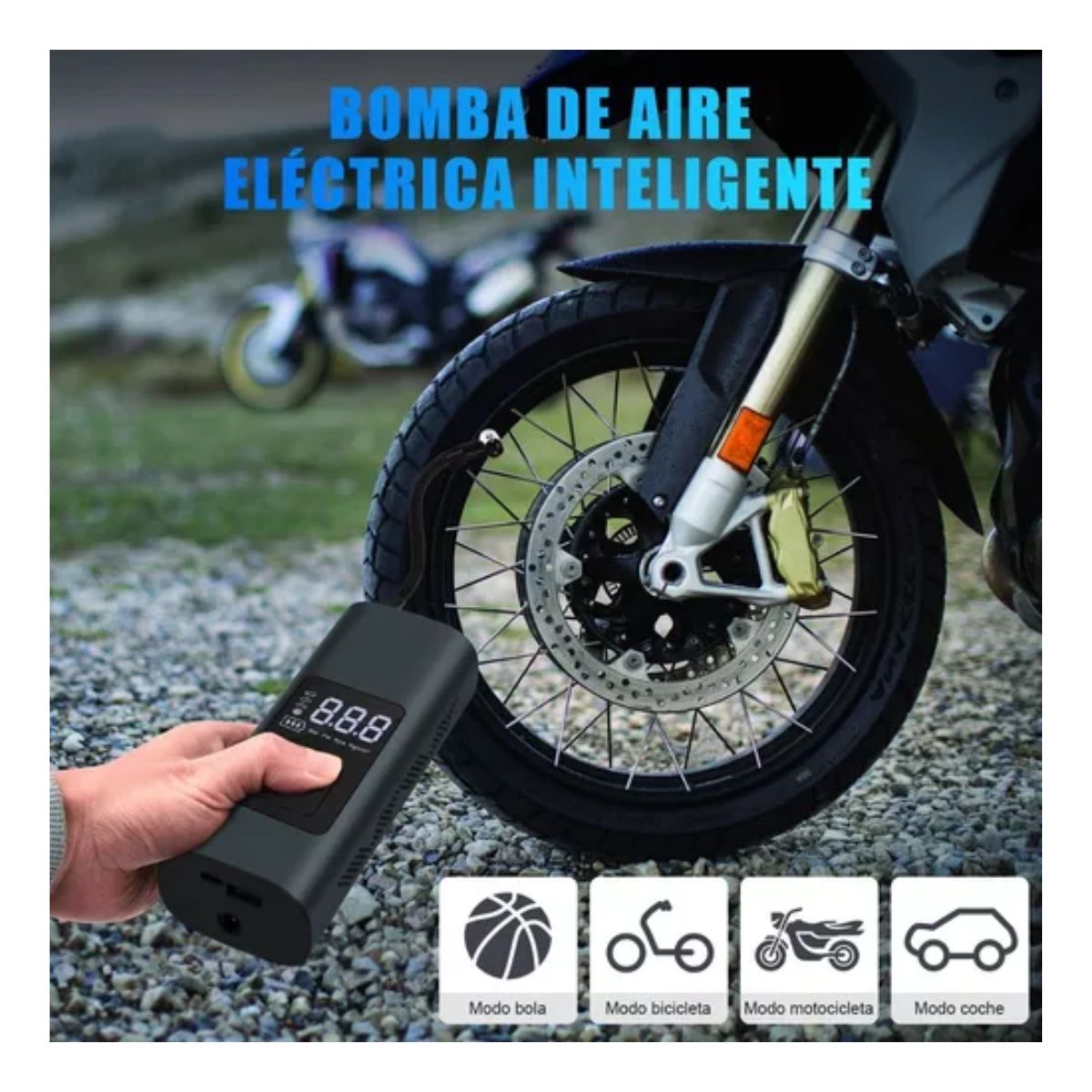 Bomba De Aire Inalámbrica Para Inflar Llantas Negro