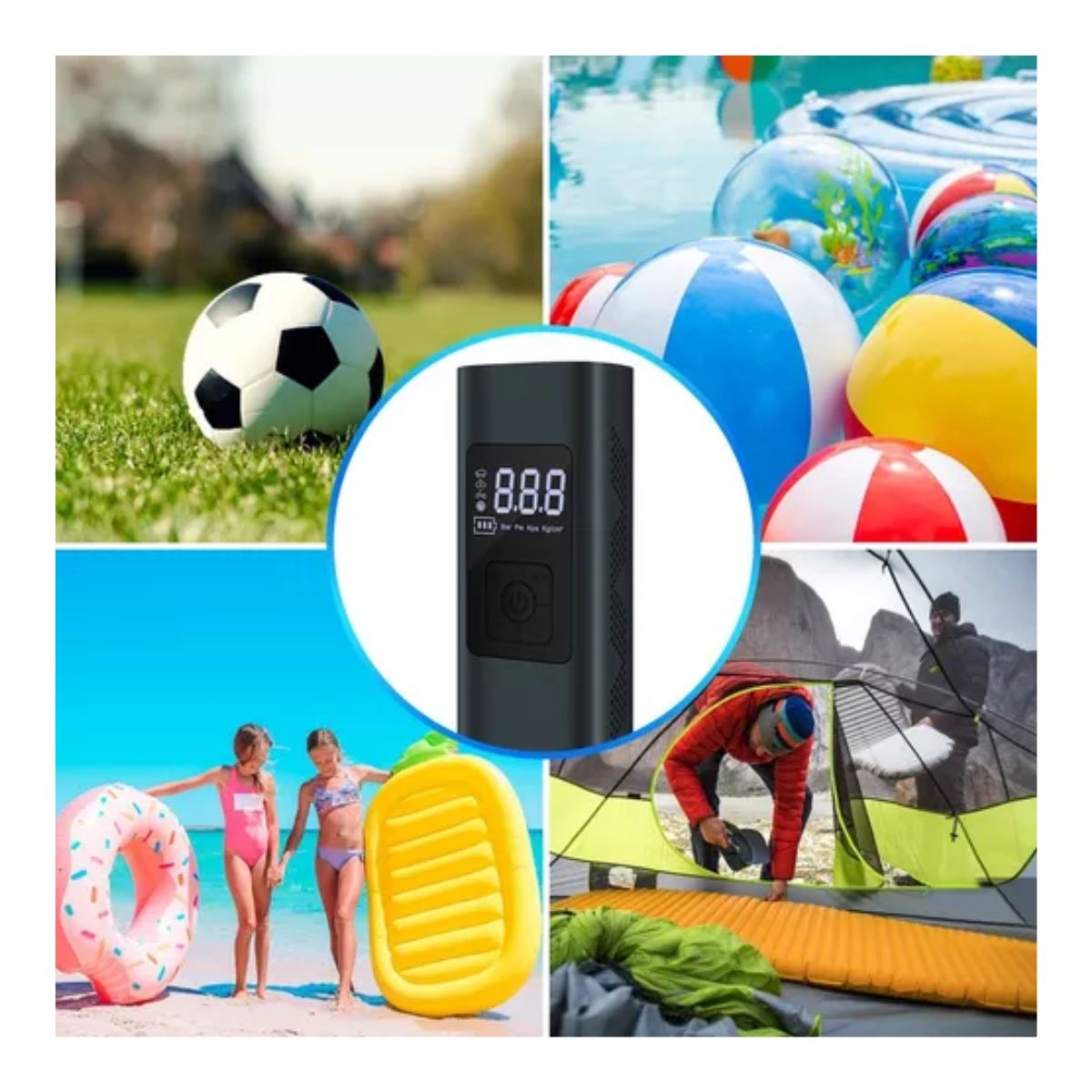 Bomba De Aire Inalámbrica Para Inflar Llantas Negro