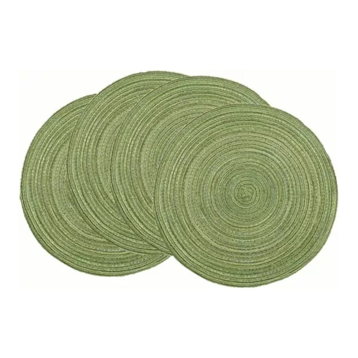 Set De 4 Manteles Individuales Redondos Trenzados Verde
