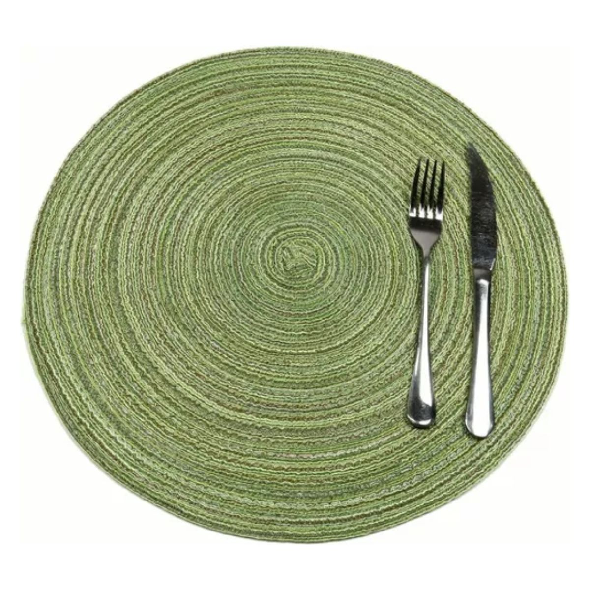 Set De 4 Manteles Individuales Redondos Trenzados Verde