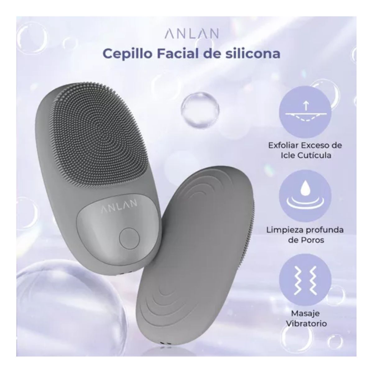 Limpiadora Facial Eléctrica Recargable Masajeador Exfoliante Negro