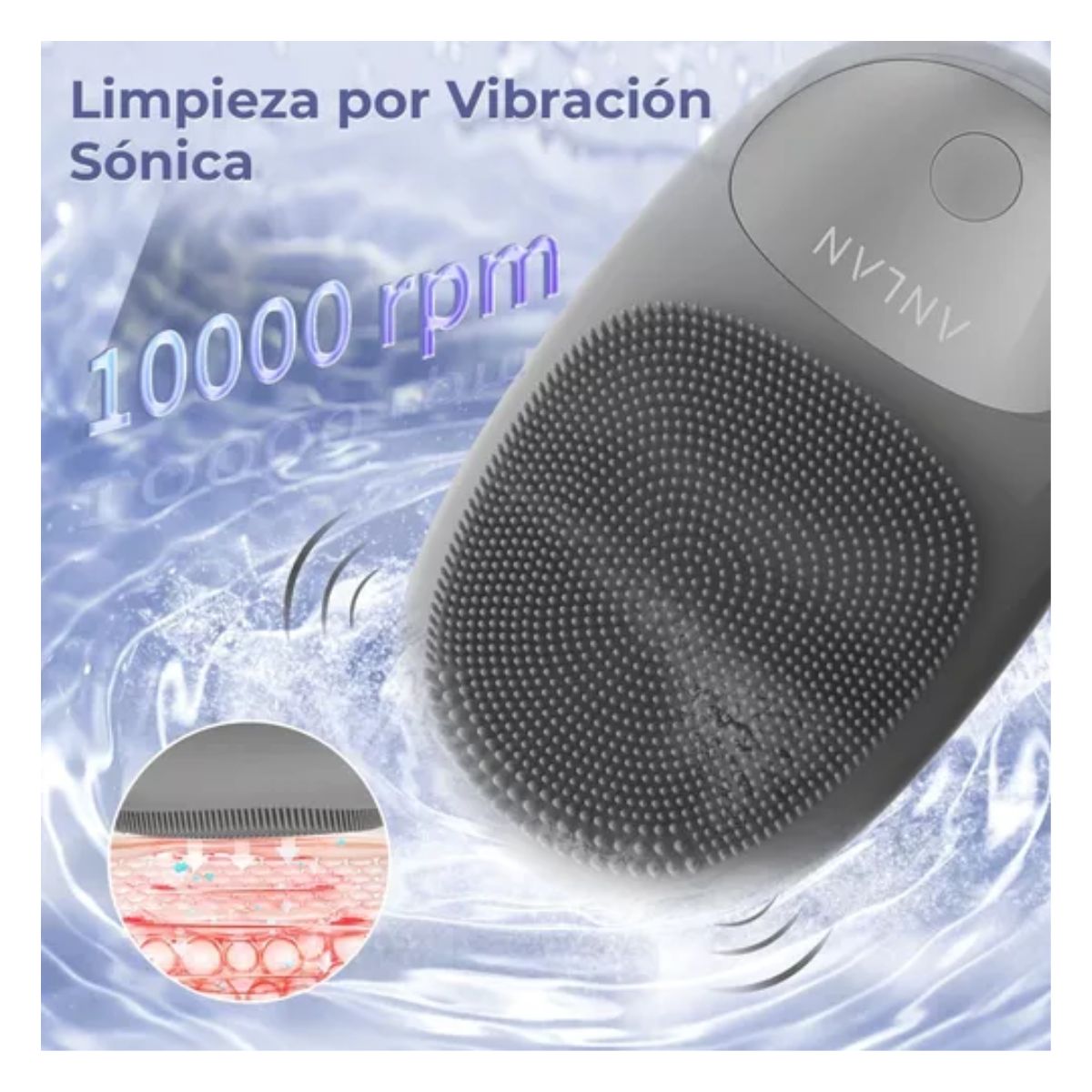Limpiadora Facial Eléctrica Recargable Masajeador Exfoliante Negro
