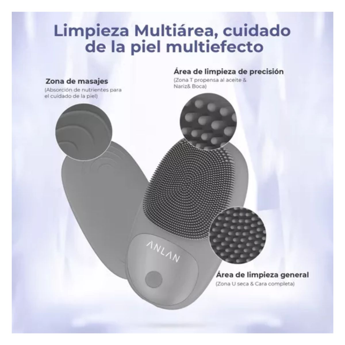 Limpiadora Facial Eléctrica Recargable Masajeador Exfoliante Negro