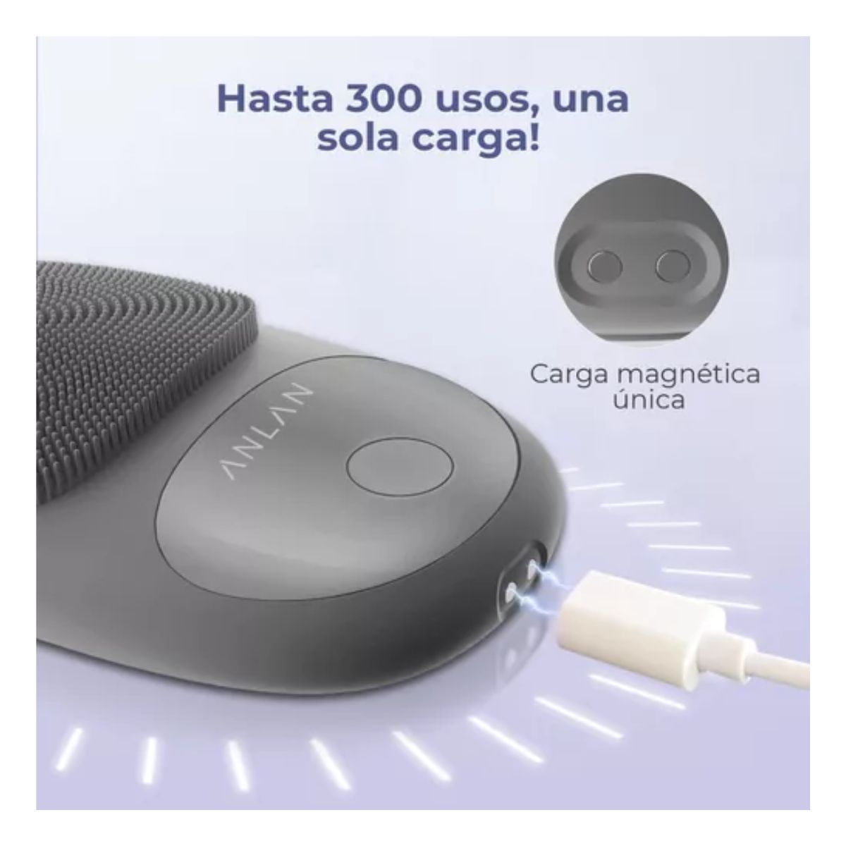 Limpiadora Facial Eléctrica Recargable Masajeador Exfoliante Negro