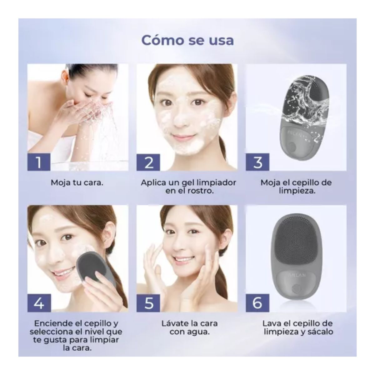Limpiadora Facial Eléctrica Recargable Masajeador Exfoliante Negro