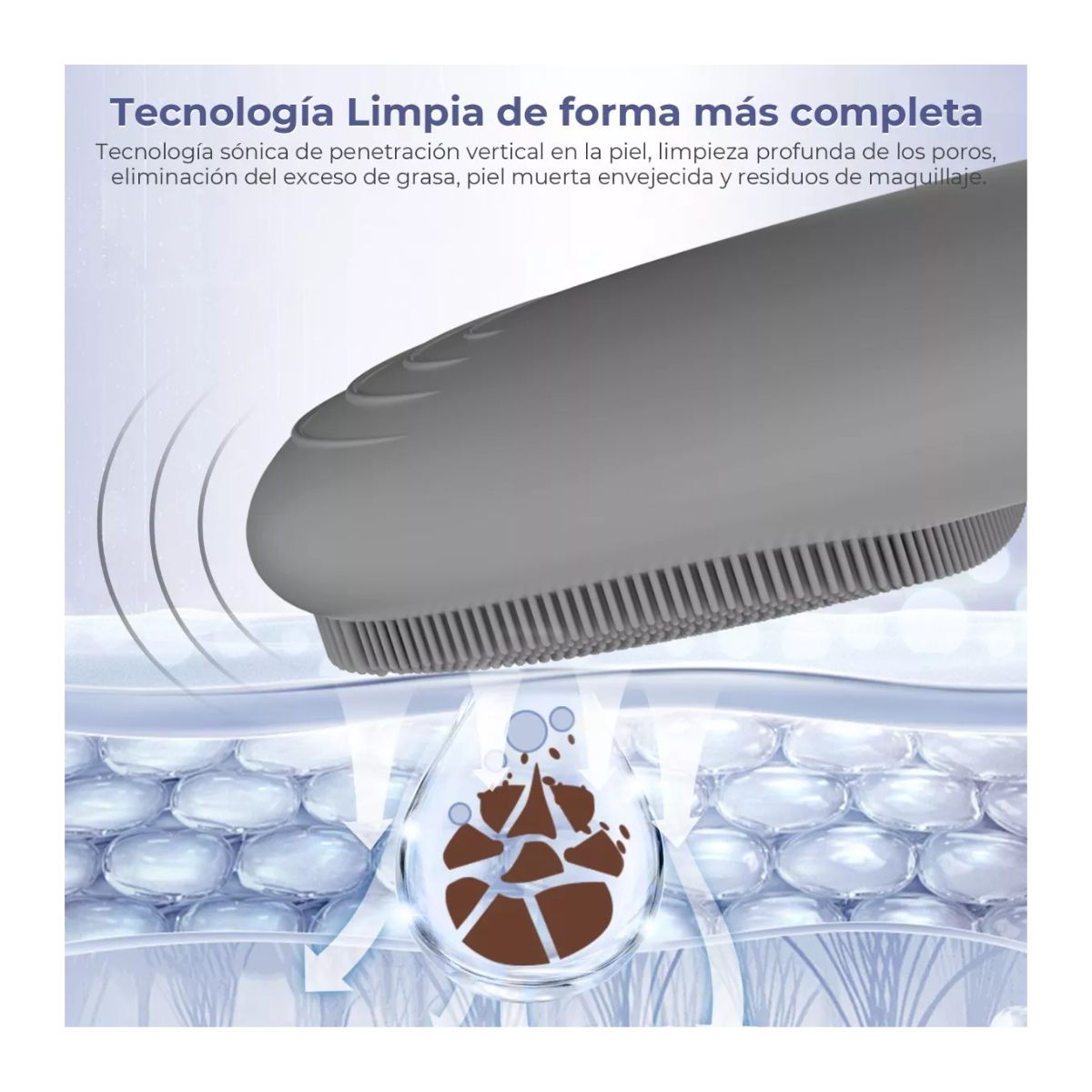 Limpiadora Facial Eléctrica Recargable Masajeador Exfoliante Negro