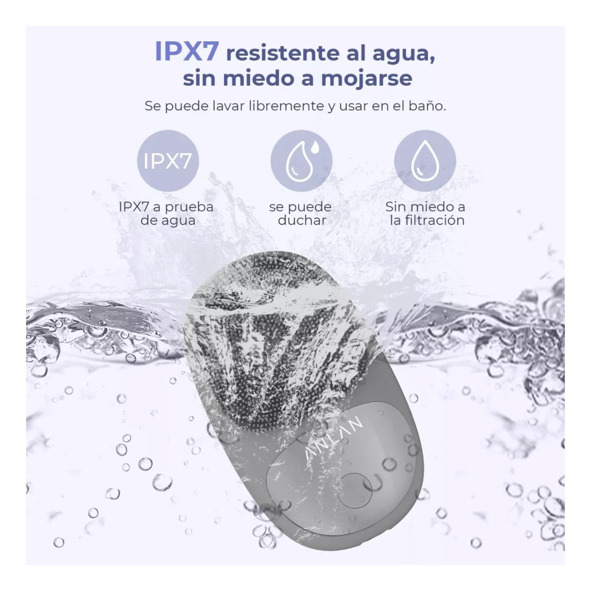 Limpiadora Facial Eléctrica Recargable Masajeador Exfoliante Negro