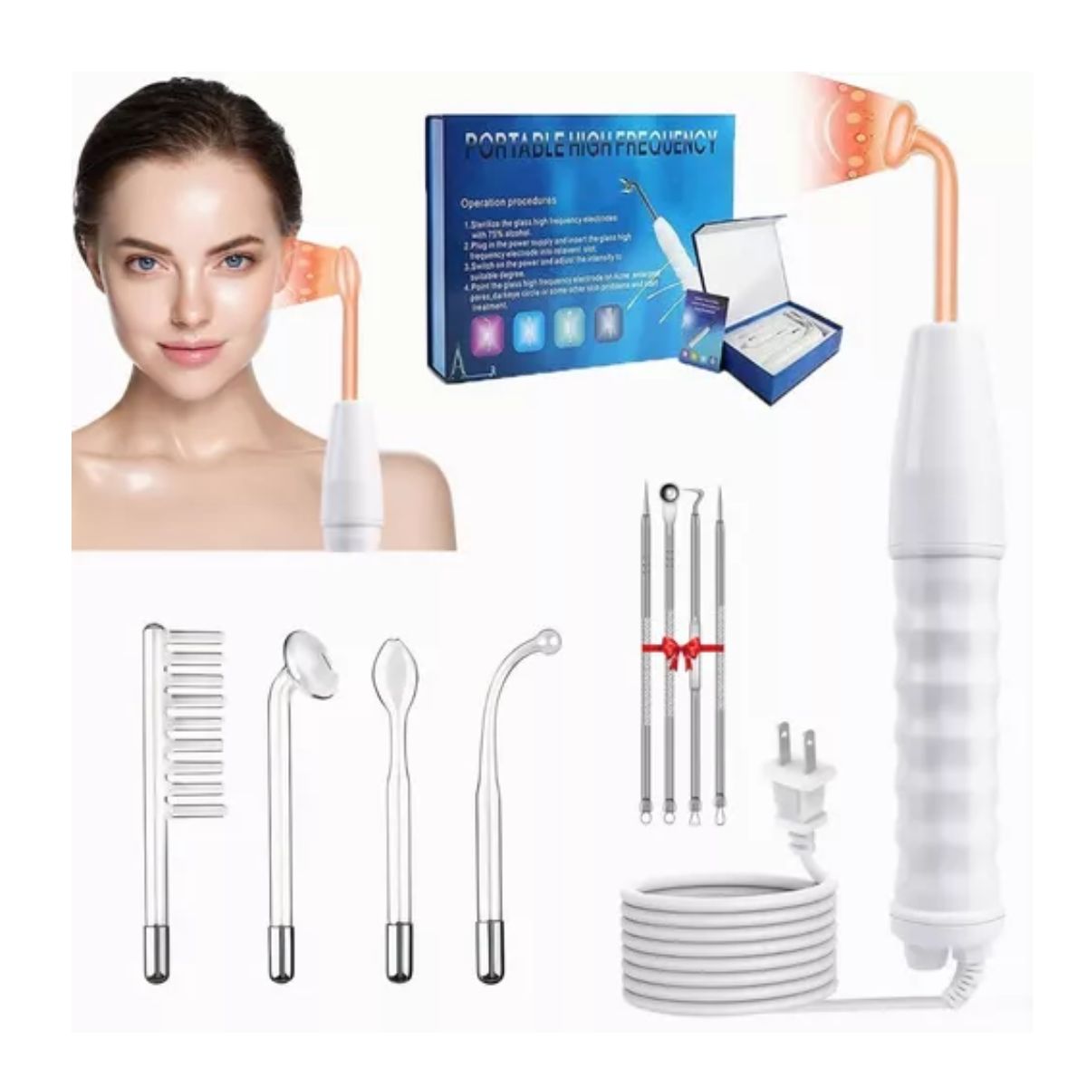 Máquina Terapia Piel De Alta Frecuencia, Facial Dispositivos Blanco