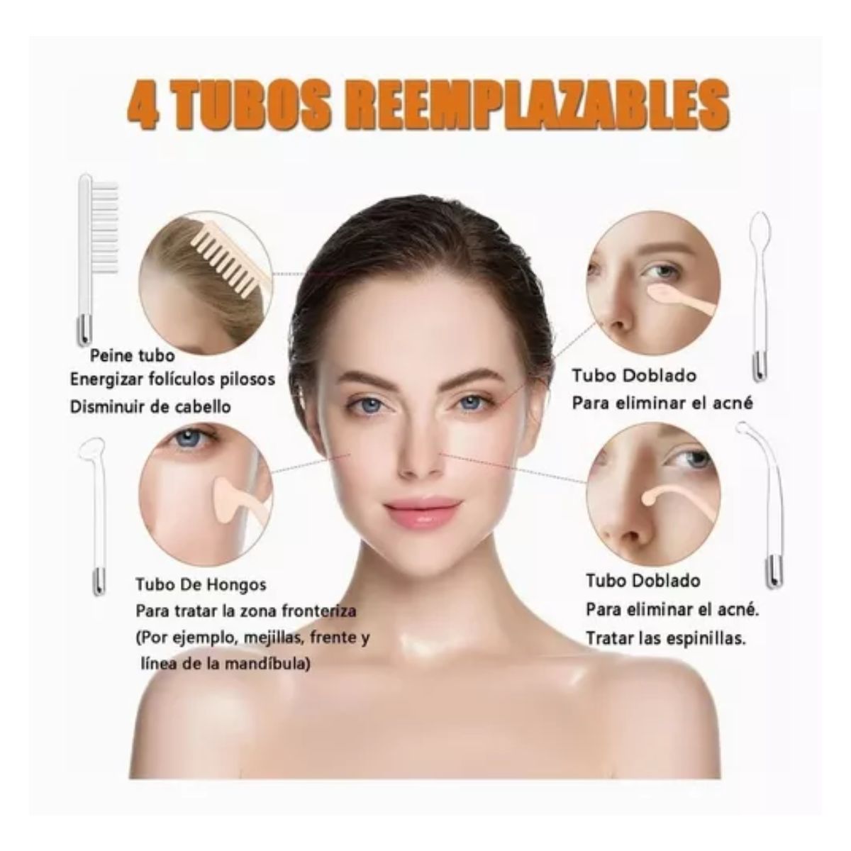 Máquina Terapia Piel De Alta Frecuencia, Facial Dispositivos Blanco