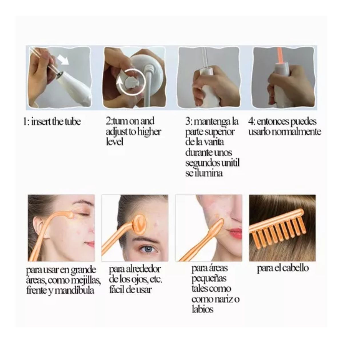 Máquina Terapia Piel De Alta Frecuencia, Facial Dispositivos Blanco