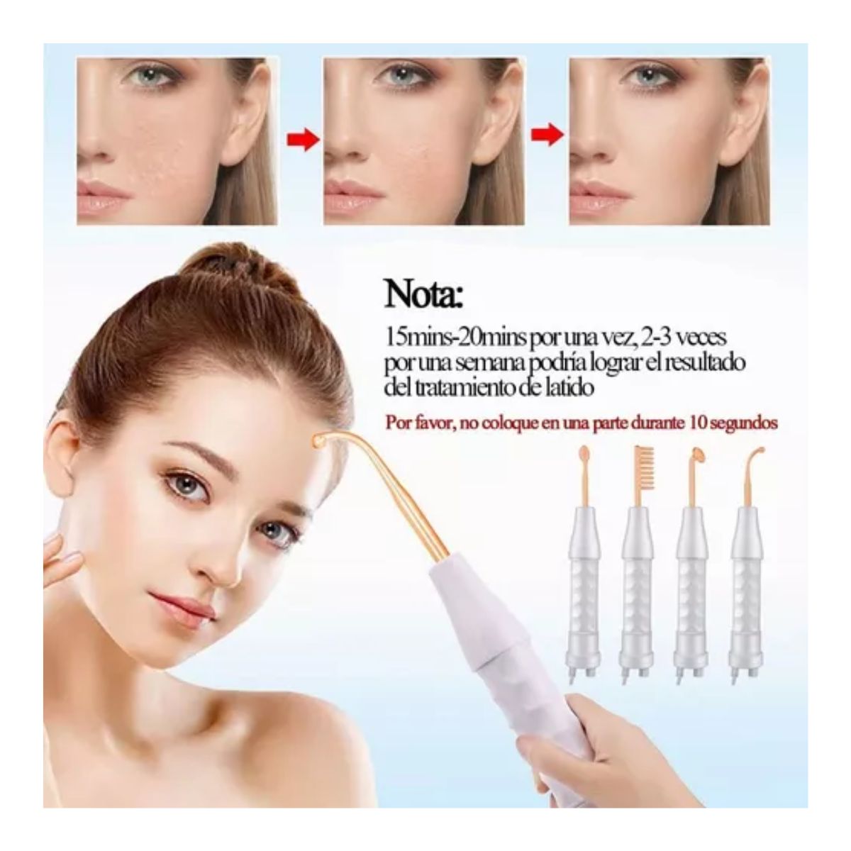 Máquina Terapia Piel De Alta Frecuencia, Facial Dispositivos Blanco