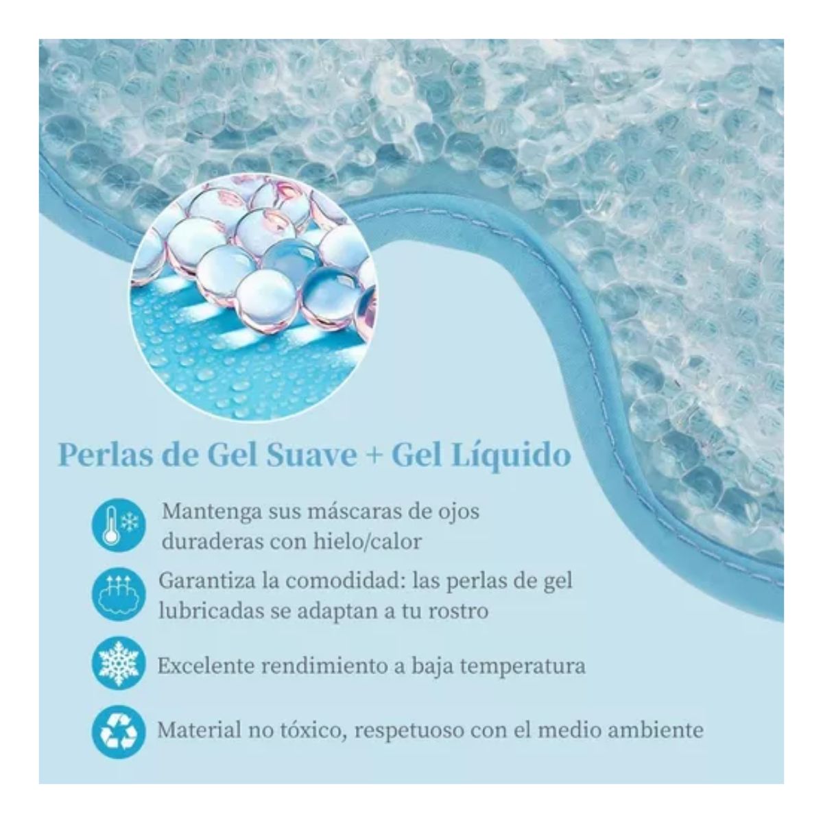 Mascarilla Facial De Hielo Hidrogel Relajante Frio/caliente Azul