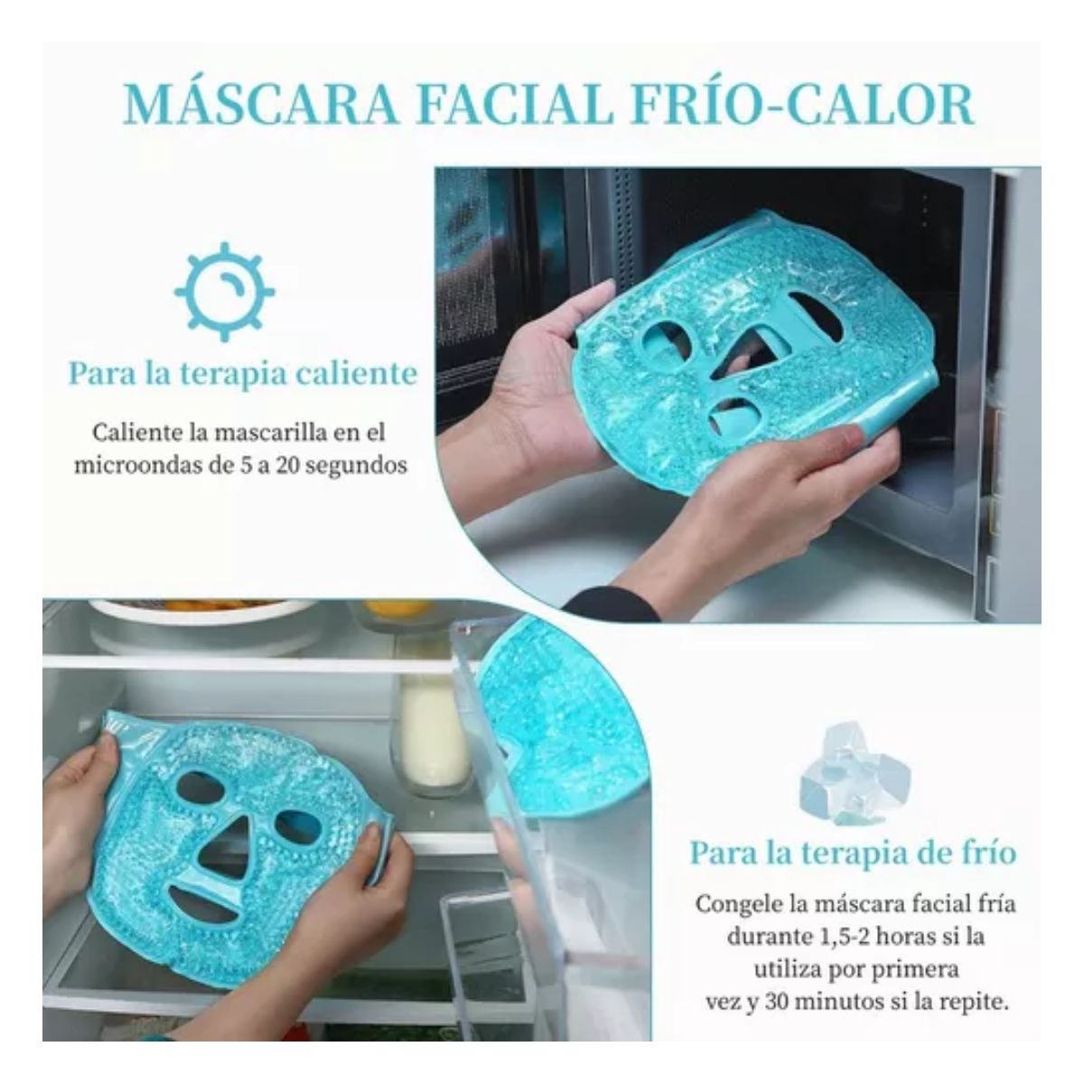 Mascarilla Facial De Hielo Hidrogel Relajante Frio/caliente Azul