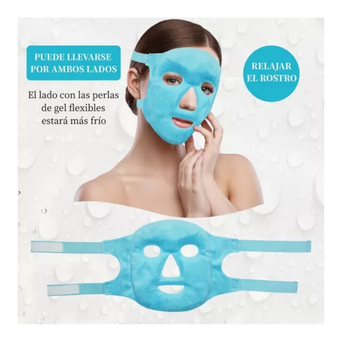 Mascarilla Facial De Hielo Hidrogel Relajante Frio/caliente Azul