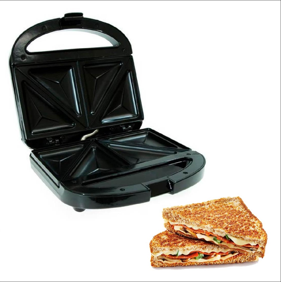 SANDWICHERA 2 SANDWICHES PLACAS ANTIADHERENTES NEGRO B&D