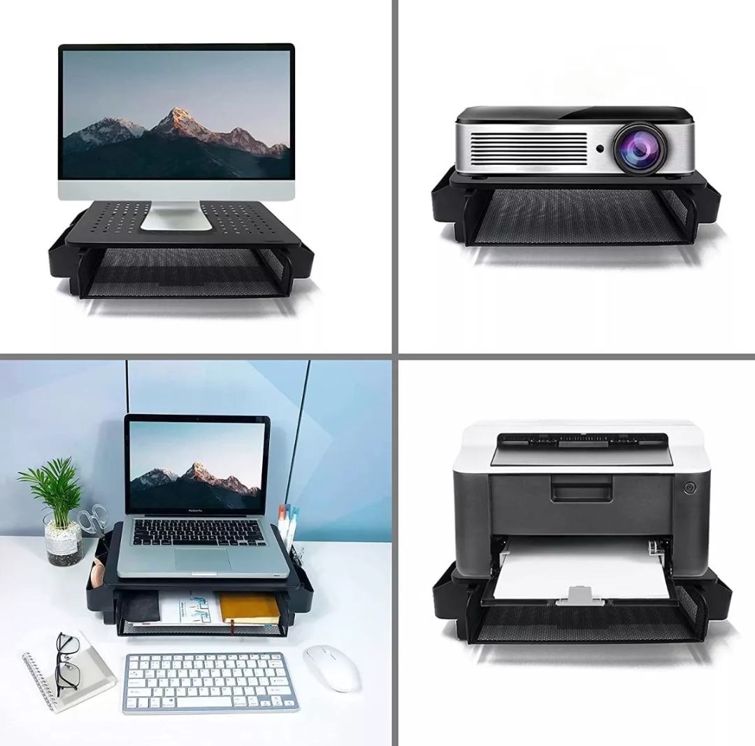 Soporte Elevador De Metal Para Monitor Con Cajón Organizador
