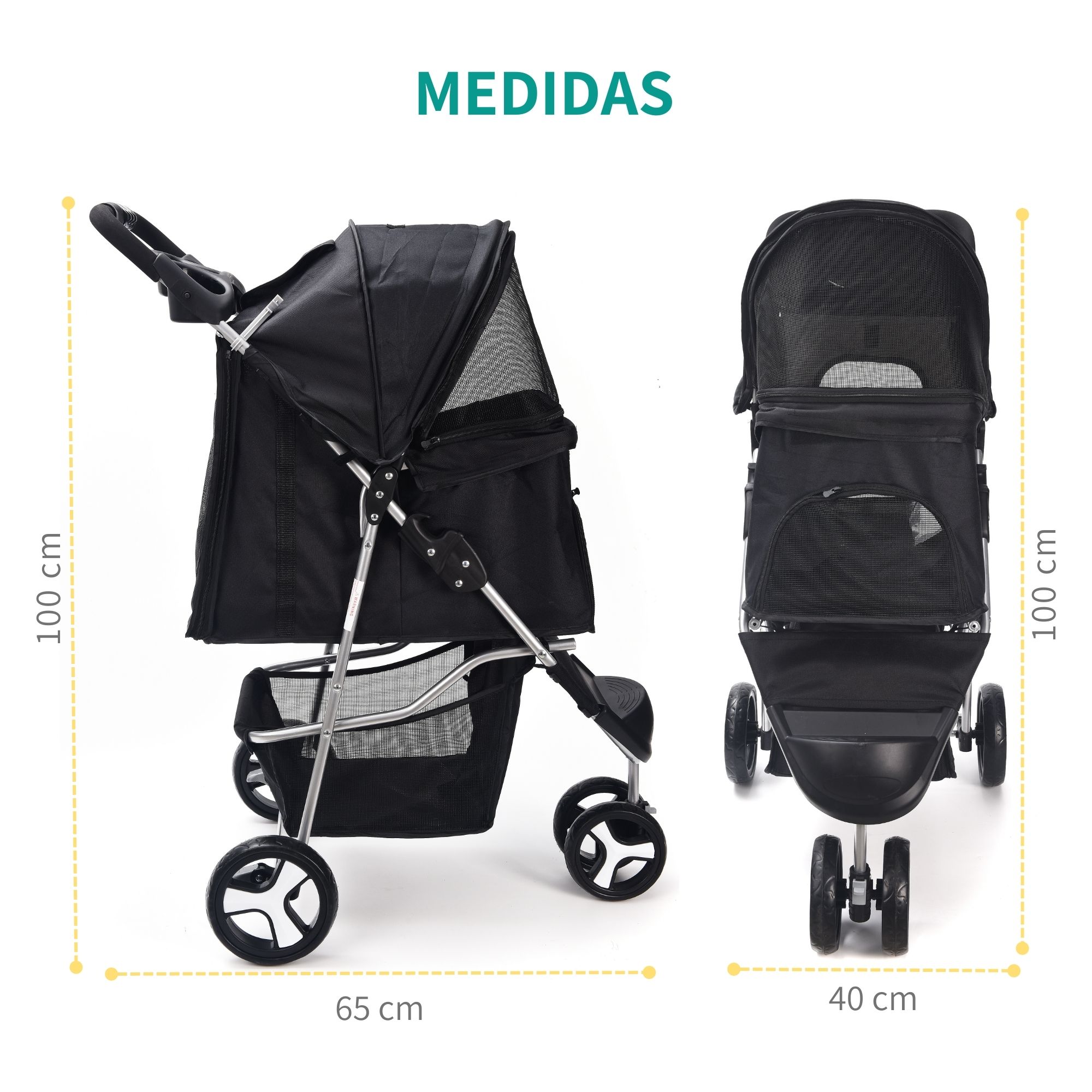 Carriola Plegable Para Perro Gato Mascotas Transportadora 