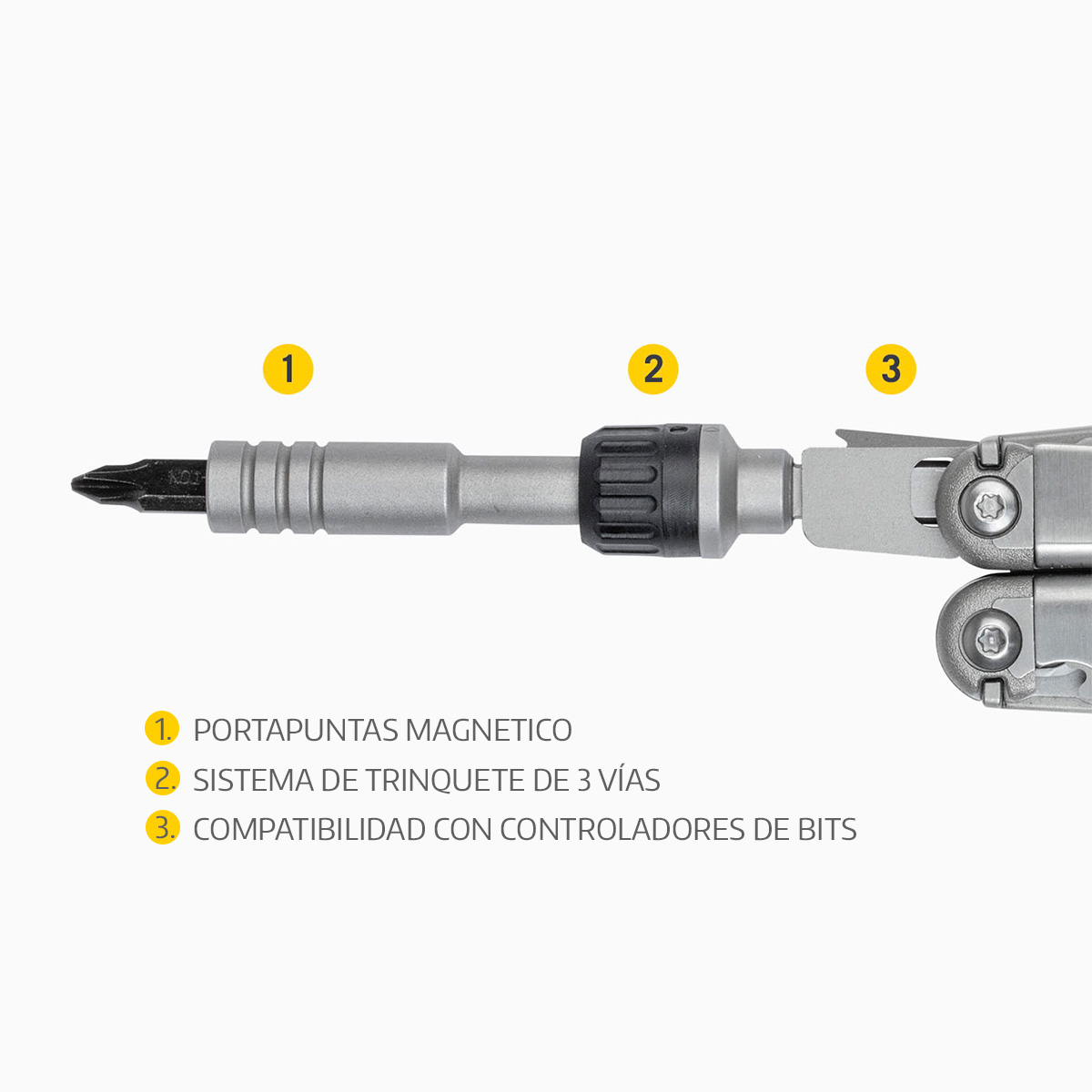 Extensión Con Matraca Para Puntas RATCHET DRIVER Plata Leatherman