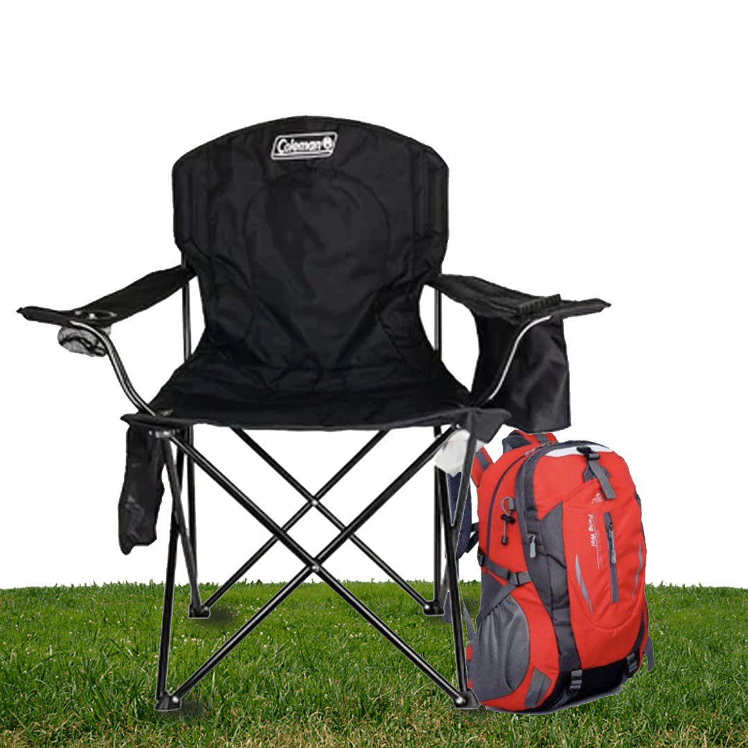 SILLA EXTRAGRANDE CON HIELERA NEGRA COLEMAN