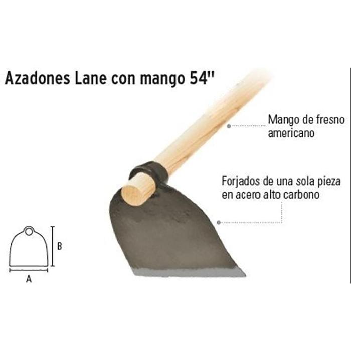 Cabo para Azadón para Cortar Pasto MXLAH-001-24 54" Medida del Mango Madera Ergonómico LaneHoe