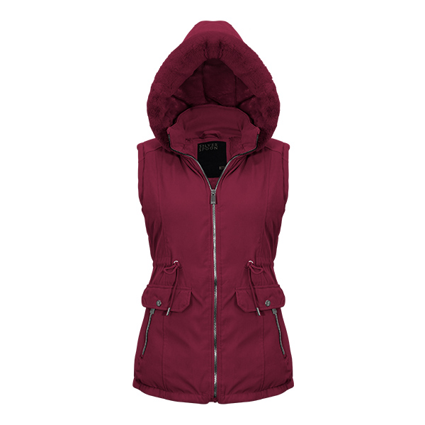 Chaleco para dama Modelo Bety Doble vista largo, con gorro desmontable 