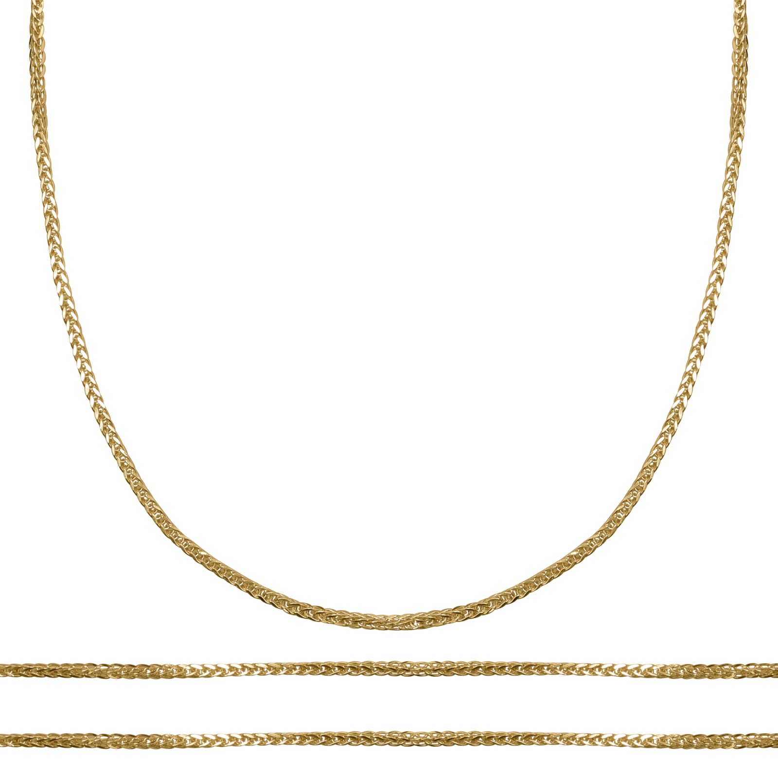 Cadena Espiga Italiana Oro 10k Kilates 60cm - 2mm + Estuche