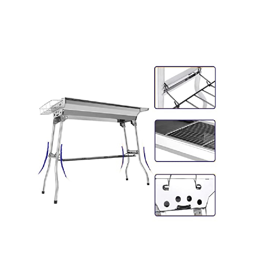 Asador de carbónde Acero inoxidable, portátil, plegable con bolsa de viaje  